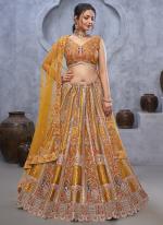 Organza Silk Mustard Bridal Wear Embroidery Work Lehenga Choli